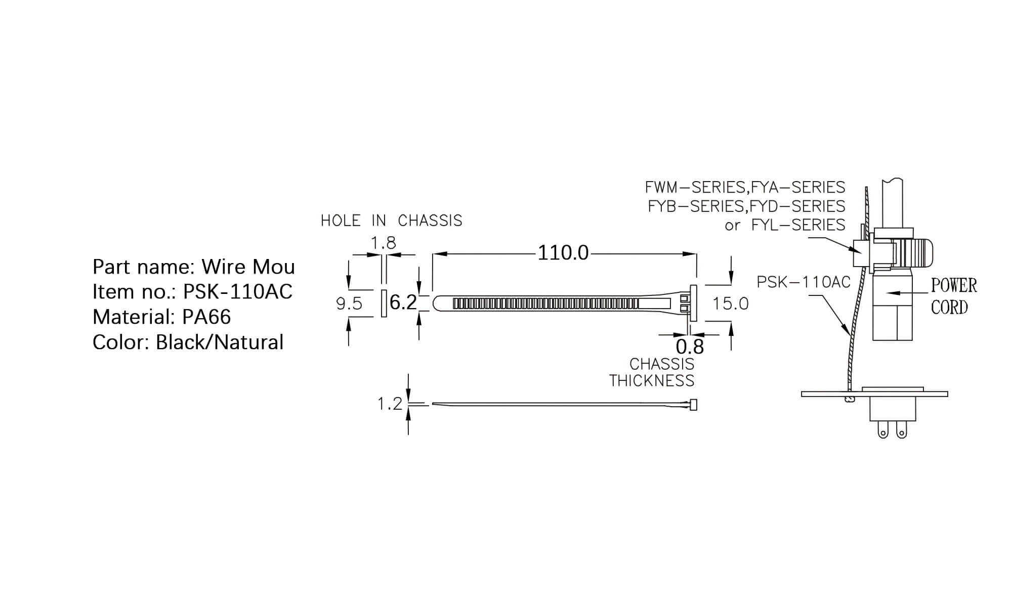 Plastic Wire Mount PSK-110AC